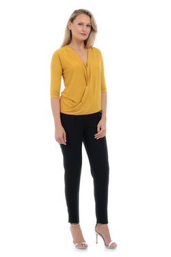 Bluza petrecuta mustar casual Nova Natalee Fashion