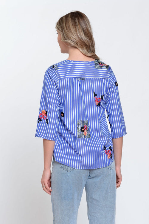 Natalee Fashion Bluză Bluza tip camasa brodata Avena
