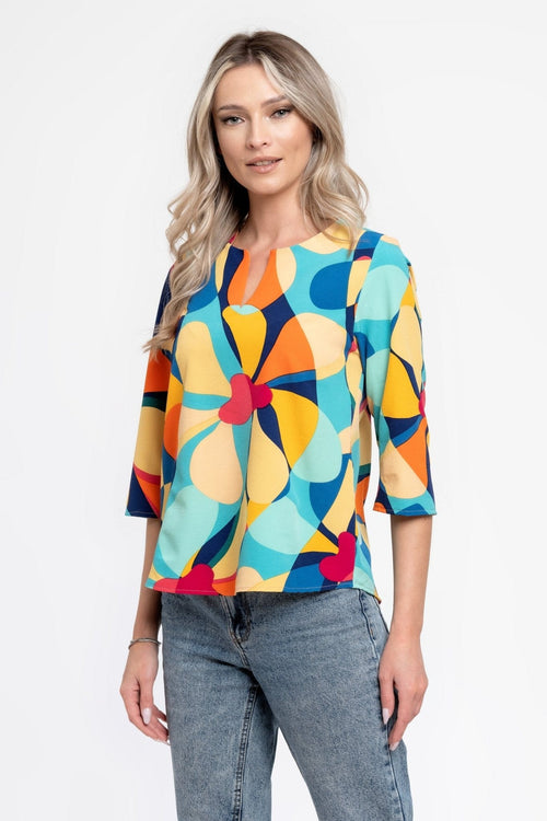 Bluza tip camasa multicolor Sara Natalee Fashion