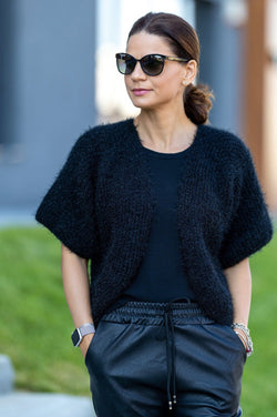 Cardigan scurt negru Zina Natalee Fashion