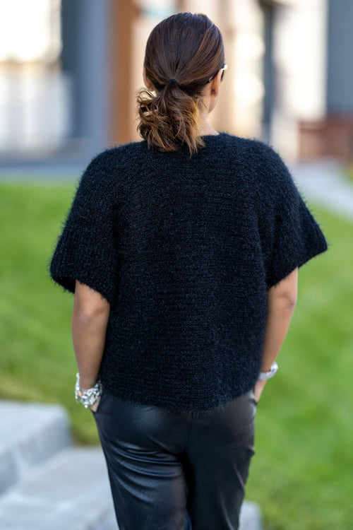 Cardigan scurt negru Zina Natalee Fashion