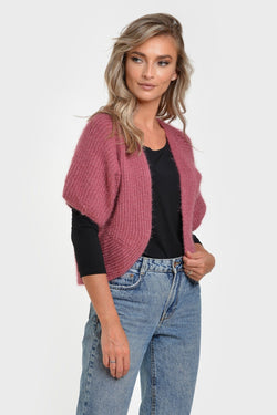 Cardigan scurt roze Abeona Natalee Fashion