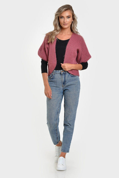Cardigan scurt roze Abeona Natalee Fashion