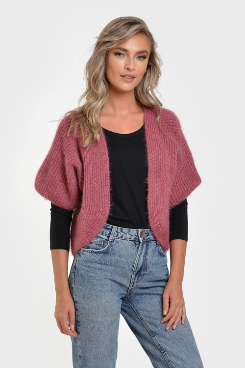 Cardigan scurt roze Abeona Natalee Fashion