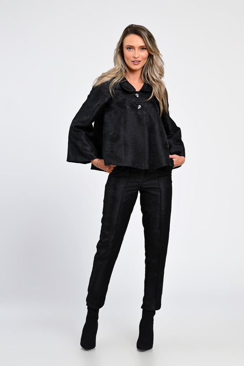 Compleu damă elegant negru cu jachetă și pantaloni Natalee