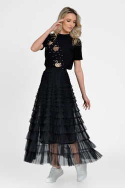 Natalee Fashion Fustă Fusta dama casual tulle negru Marilena