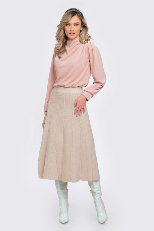 Fusta dama din tricot  crem deschis Alessia Natalee Fashion