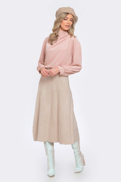 Fusta dama din tricot  crem deschis Alessia Natalee Fashion