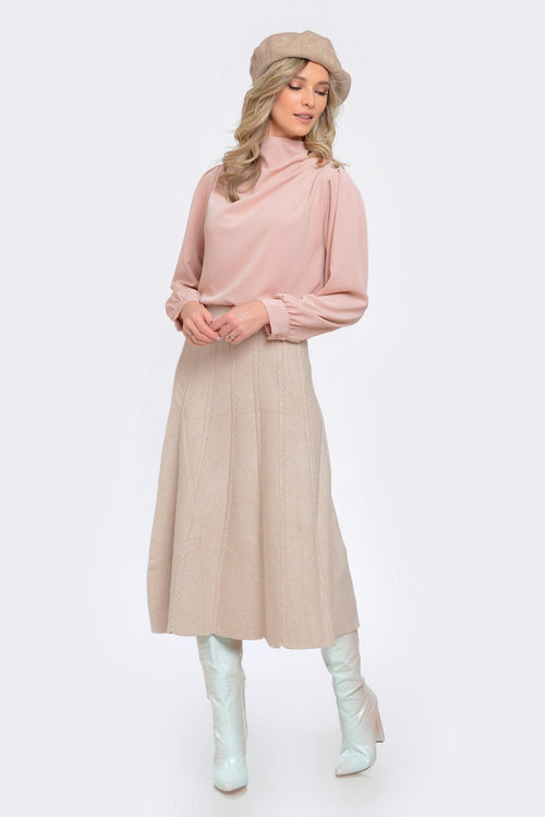 Fusta dama din tricot  crem deschis Alessia Natalee Fashion