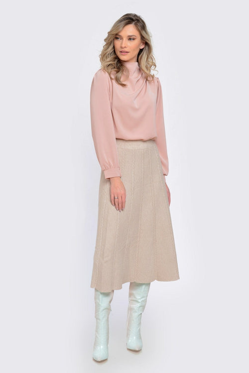 Fusta dama din tricot  crem deschis Alessia Natalee Fashion
