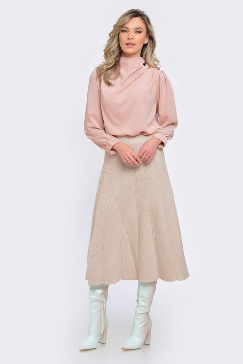 Fusta dama din tricot  crem deschis Alessia Natalee Fashion