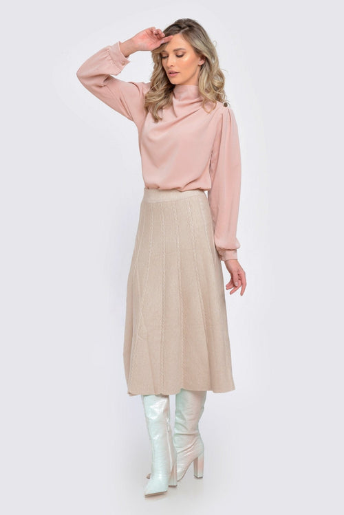 Fusta dama din tricot  crem deschis Alessia Natalee Fashion
