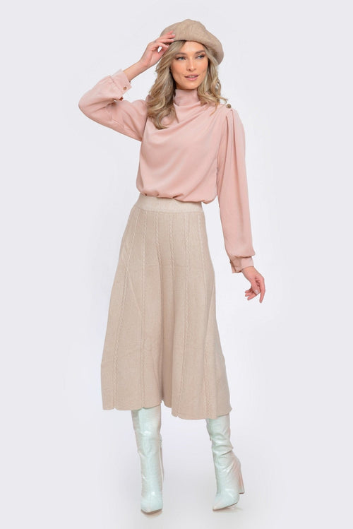 Fusta dama din tricot  crem deschis Alessia Natalee Fashion