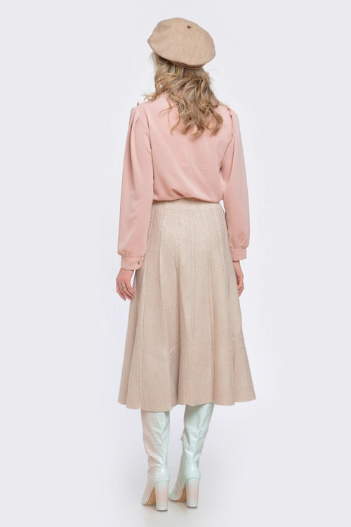 Fusta dama din tricot  crem deschis Alessia Natalee Fashion