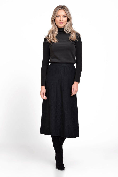 Natalee Fashion Fustă Fusta dama din tricot negru cu model Flaminia