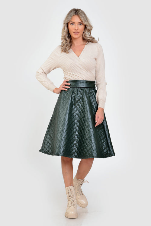 Fusta dama matlasata verde inchis Melisa Natalee Fashion