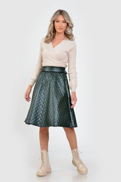 Fusta dama matlasata verde inchis Melisa Natalee Fashion