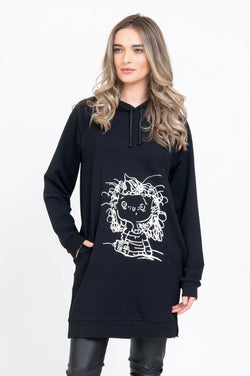 Hanorac negru Serena Natalee Fashion