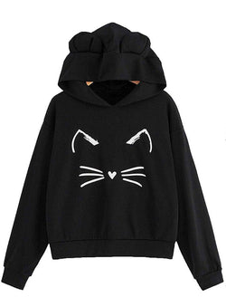 Hanorac negru urechi de pisica Tania Natalee Fashion