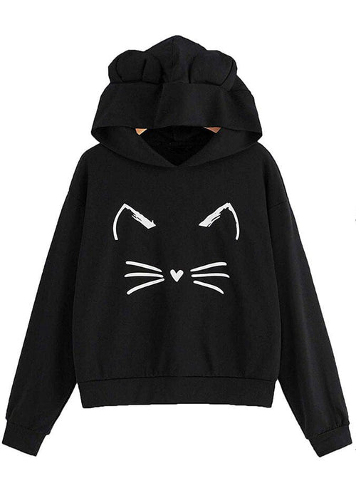 Hanorac negru urechi de pisica Tania Natalee Fashion