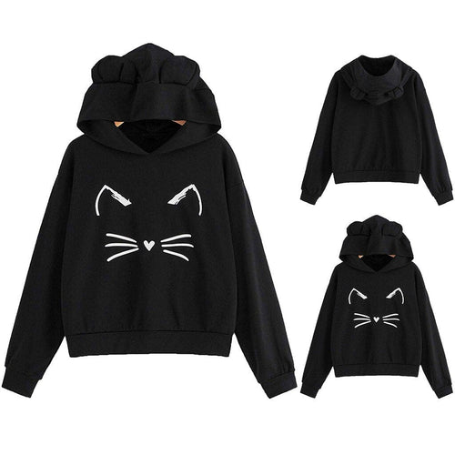 Hanorac negru urechi de pisica Tania Natalee Fashion