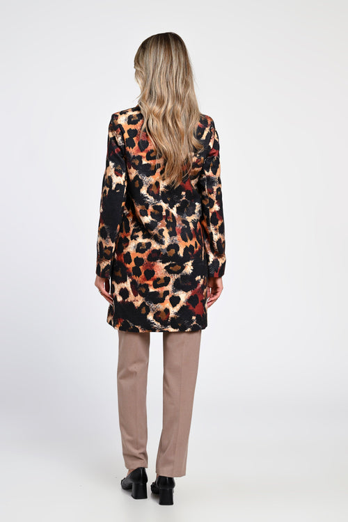 Jachetă tip palton cu imprimeu animal print în nuanțe calde Nadia Natalee