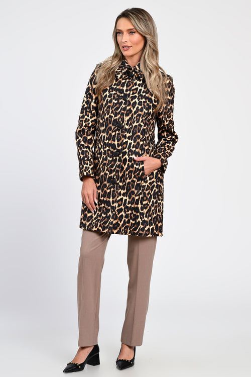 Jachetă tip palton cu imprimeu leopard Amira Natalee