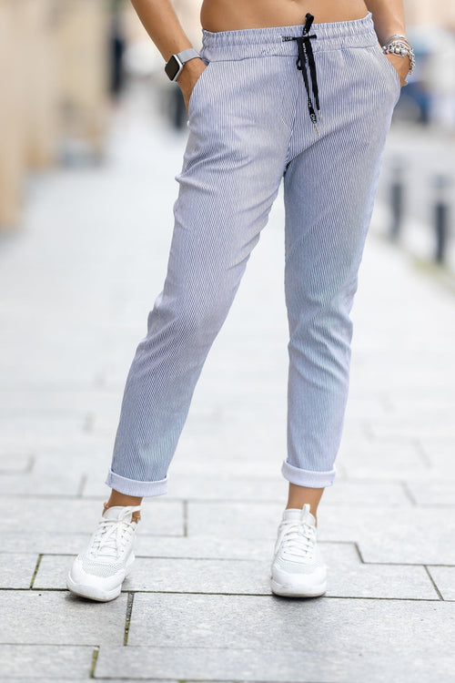 Pantalon casual dungi navy Cleopatra Natalee Fashion