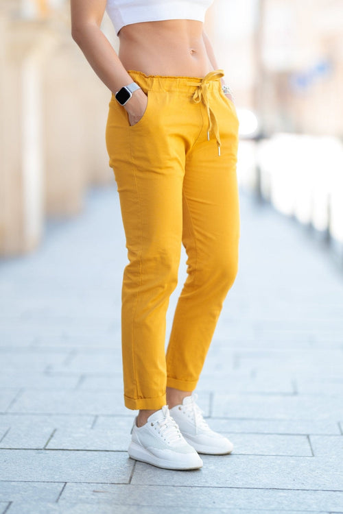 Pantalon casual mustar Chiara Natalee Fashion