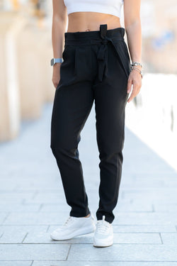 Natalee Fashion Pantaloni Pantalon casual negru funda Adina