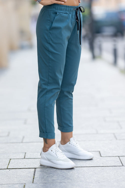Pantalon casual turquoise Simina Natalee Fashion