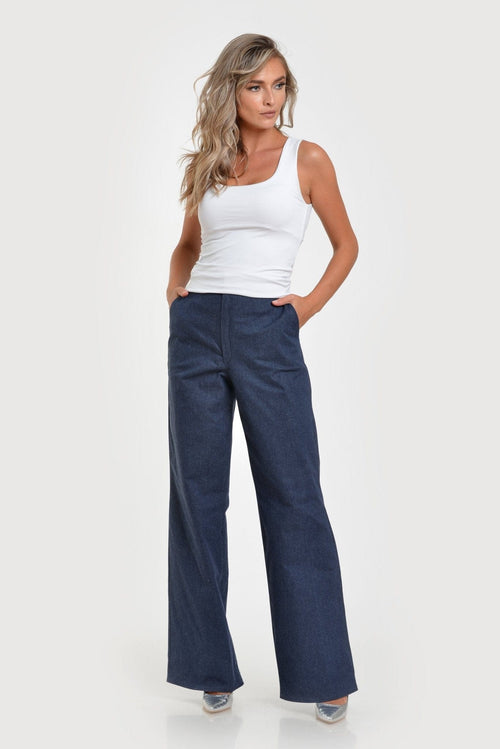 Pantalon casual drept din blug Izabela Natalee Fashion