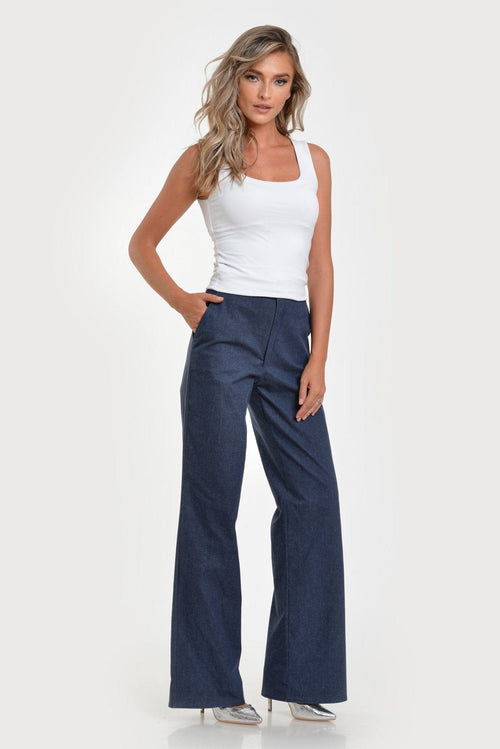 Pantalon casual drept din blug Izabela Natalee Fashion