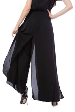Natalee Fashion Pantaloni Pantaloni dama palazzo din voal negru