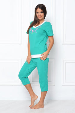 Natalee Fashion Pijamale Dama Pijama dama verde 3/4 Alicia