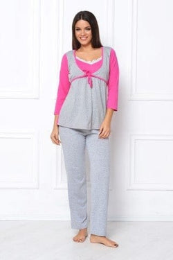 Natalee Fashion Pijamale Dama Pijama gri & roz tip bolero