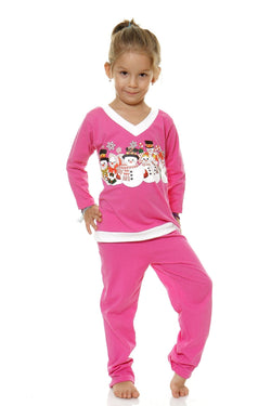 Natalee Fashion Pijamale Copii Pijama roz copii omenii de zapada a lui Mos Craciun