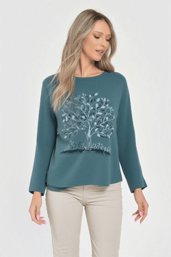 Pulover damă albastru-petrol Adela Natalee