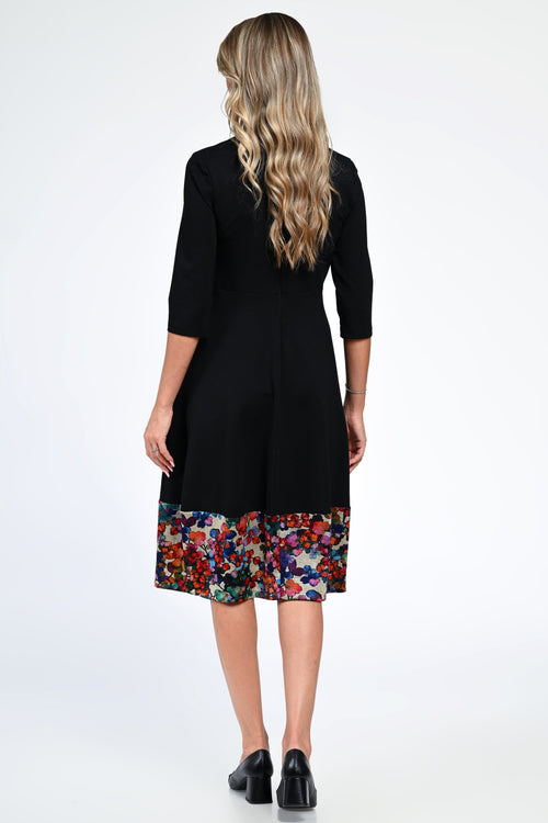 Rochia damă neagră cu imprimeu floral Iris Natalee Fashion