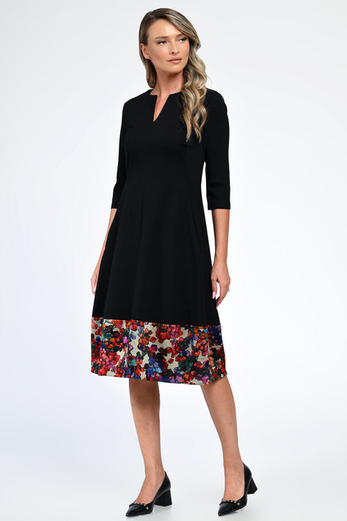 Rochia damă neagră cu imprimeu floral Iris Natalee Fashion