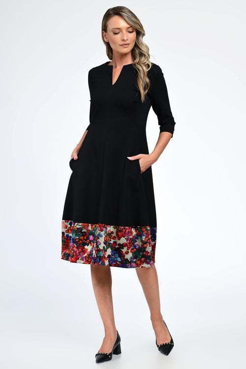 Rochia damă neagră cu imprimeu floral Iris Natalee Fashion