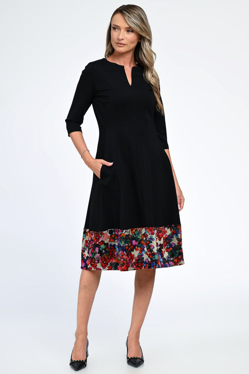 Rochia damă neagră cu imprimeu floral Iris Natalee Fashion
