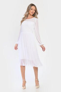 Rochie alba Amiri cu maneci transparente Natalee Fashion