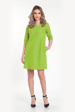 Rochie casual verde carouri Ayanna Natalee Fashion