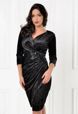 Rochie Catifea Neagra Gracie Natalee Fashion