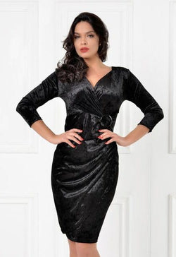 Rochie Catifea Neagra Gracie Natalee Fashion