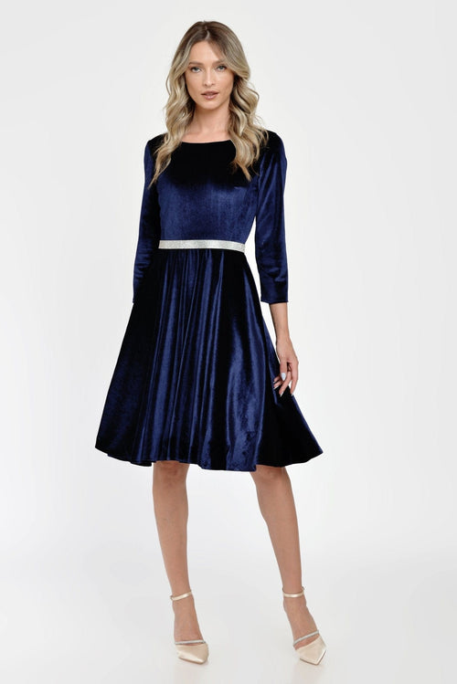 Rochie clos catifea bleumarin Anemona Natalee Fashion