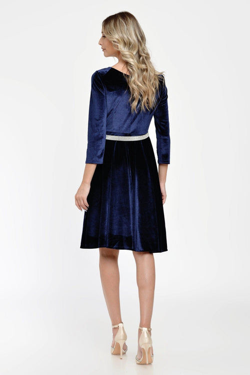 Rochie clos catifea bleumarin Anemona Natalee Fashion