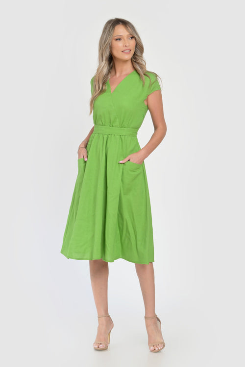 Rochie dama de vara verde olive Aura Natalee Fashion