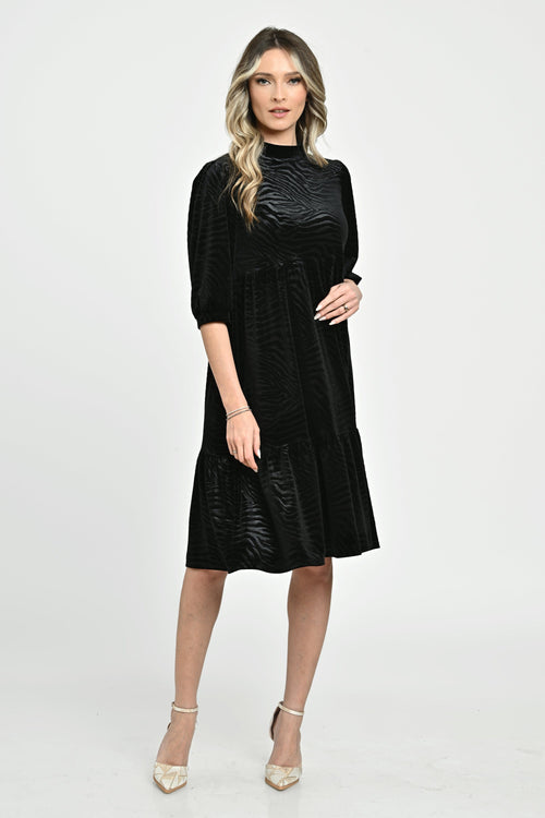 Rochie dama elegantă catifea cu striați Zaira Natalee Fashion